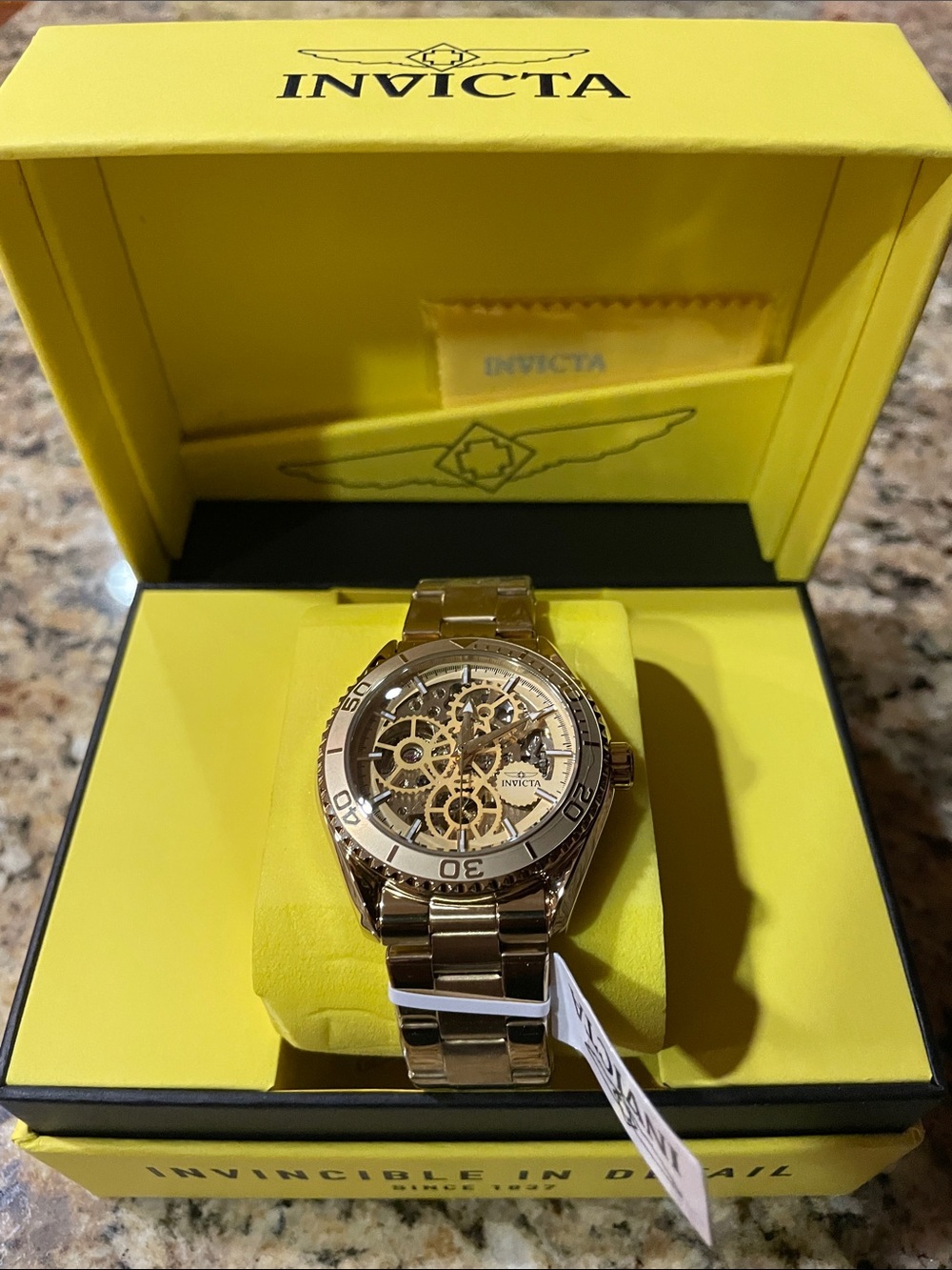 Invicta Objet D’Art Gold Skeleton Dial Men's Watch